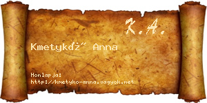 Kmetykó Anna névjegykártya