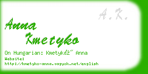 anna kmetyko business card